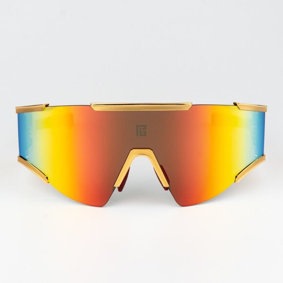 Balmain Women Sunglasses Titanium Gold Red Brown Mirror Mask FLECHE BPS-138C-141 - Picture 2 of 13